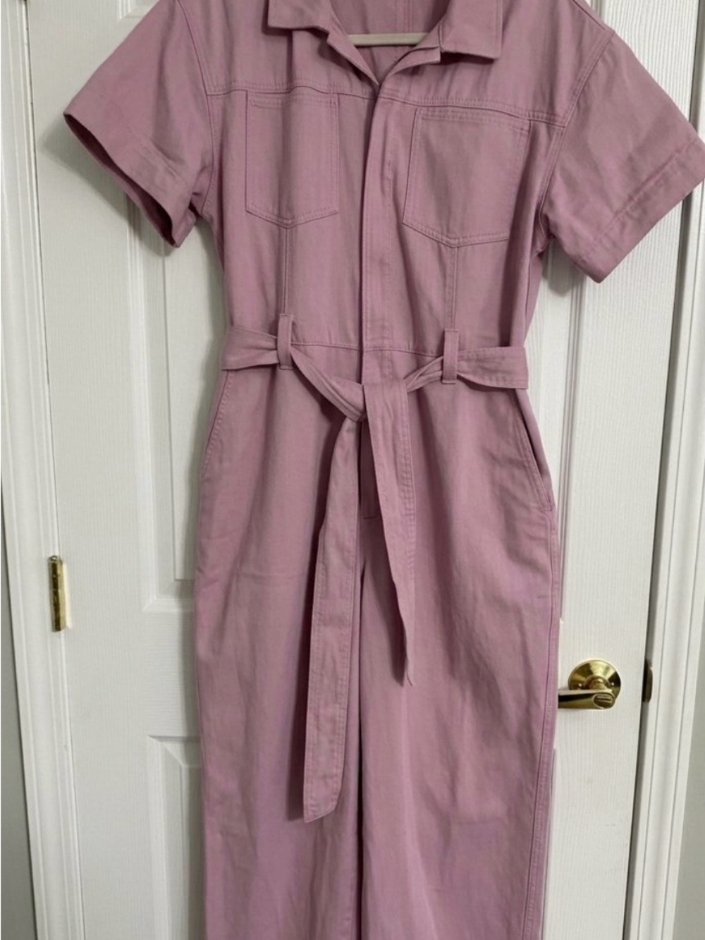 GAP Short-Sleeve Utility Jumpsuit in Mauve Pink